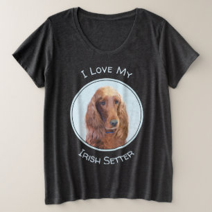 アイリッシュセッター絵画ズ – かわいいオリジナルドッグアート プラスサイズTシャツ