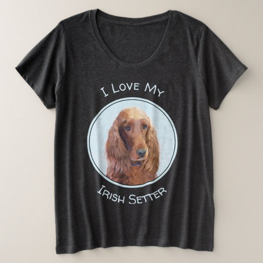 アイリッシュセッター絵画ズ – かわいいオリジナルドッグアート プラスサイズTシャツ (デザイン正面)