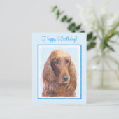 アイリッシュセッター絵画ズ – かわいいオリジナルドッグアート ポストカード (スタンド正面)