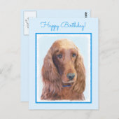 アイリッシュセッター絵画ズ – かわいいオリジナルドッグアート ポストカード (正面/裏面)