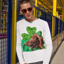 アイリッシュセッター聖パトリックのメンズLgスリーブTシャツ Tシャツ