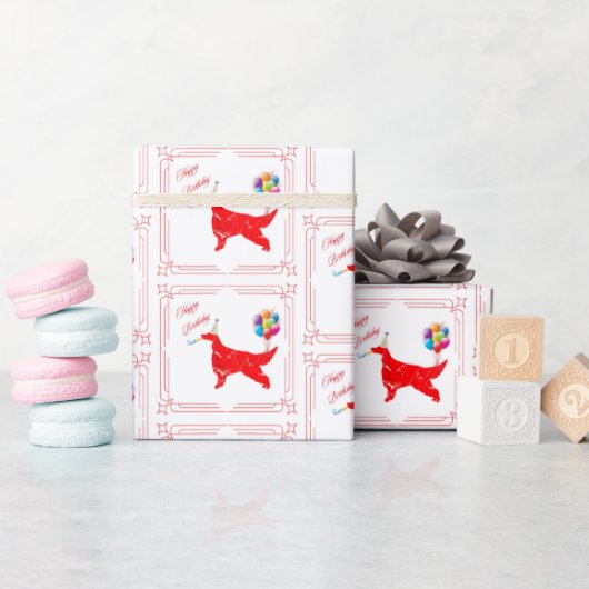 アイリッシュセッター誕生日 ラッピングペーパー (ベビーシャワー)