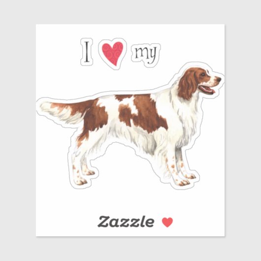 アイリッシュセッター赤と白ビニールのステッカーが大好き シール (シート)