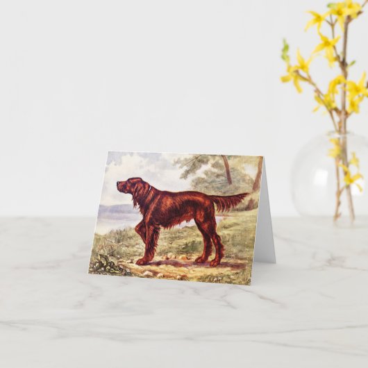 アイリッシュセッター1900犬のイラストレーションスポーツの カード (黄色い花)