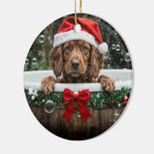アイリッシュセッター かわいい クリスマス ホリデー バブルバス セラミックオーナメント (左)