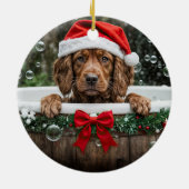 アイリッシュセッター かわいい クリスマス ホリデー バブルバス セラミックオーナメント (裏面)