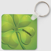 アイリッシュセントパトリックの日グリーンシャムロックがパーソナライズ キーホルダー (裏面)