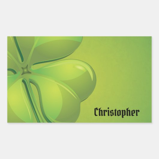 アイリッシュセントパトリックの日グリーンシャムロックがパーソナライズ 長方形シール (正面)