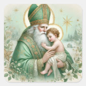 アイリッシュセントパトリックベビーイエスフローラクリスマス スクエアシール (正面)