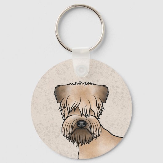 アイリッシュソフトコートされたテリアの漫画の犬の頭 キーホルダー (正面)