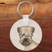 アイリッシュソフトコートされたテリアの漫画の犬の頭 キーホルダー (正面)