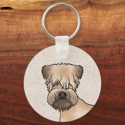 アイリッシュソフトコートされたテリアの漫画の犬の頭 キーホルダー (正面)