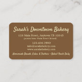 アイリッシュソーダブレッドローフベーカリーパティシシェフフード 名刺 (裏面)