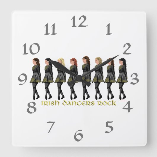 アイリッシュダンサーズロック スクエア壁時計 (正面)