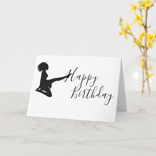 アイリッシュダンサーソフトシューズ白黒ダンス誕生日 カード (黄色い花)