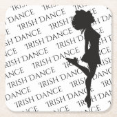 アイリッシュダンサー懸命シューズブラック&ホワイトダンス スクエアペーパーコースター (正面)