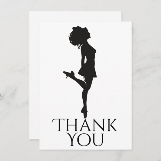 アイリッシュダンサー懸命シューズ踊り白黒ダンス サンキューカード (正面/裏面)