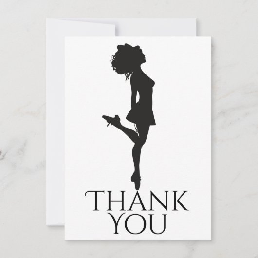 アイリッシュダンサー懸命シューズ踊り白黒ダンス サンキューカード (正面)