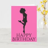 アイリッシュダンサー懸命シューピンクブラックダンス誕生日 カード (黄色い花)