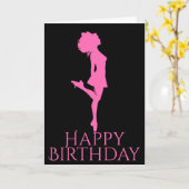 アイリッシュダンサー懸命シューブラックピンクダンス誕生日 カード (黄色い花)