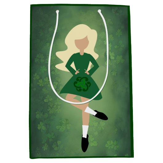 アイリッシュダンサー（ブロンドヘア） |グリーンクローバーズダンス ミディアムペーパーバッグ (正面)