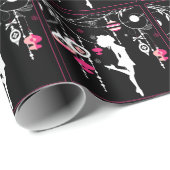 アイリッシュダンスクリスマスオーナメントピンクブラック ラッピングペーパー (ロールコーナー)