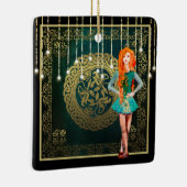 アイリッシュダンスグリーンと金ゴールドケルト結び目模様クリスマス セラミックオーナメント (右)