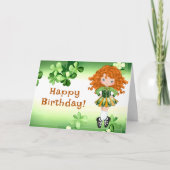 アイリッシュダンスグリーンシャームロック&クローバー誕生日 カード (正面)
