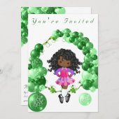 アイリッシュダンスグリーンバルーンアーチ誕生日パーティー 招待状 (正面/裏面)