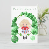 アイリッシュダンスグリーンバルーンアーチ誕生日パーティー 招待状 (スタンド正面)