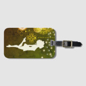 アイリッシュダンスケルト色のクローバーとライト ラゲッジタグ (正面横)