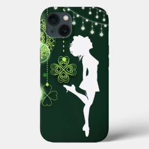 アイリッシュダンスケルト色のクローバーとライト iPhone 13ケース