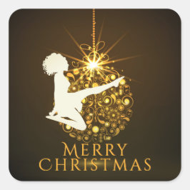 アイリッシュダンスソフトシューゴールデンクリスマス スクエアシール