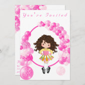 アイリッシュダンスピンクバルーンアーチ誕生日パーティー 招待状 (正面/裏面)