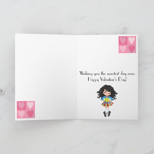 アイリッシュダンスピンクモノクロハートバレンタインデー シーズンカード (内部)