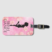 アイリッシュダンス懸命シューピンクシャームロッククローバー ラゲッジタグ (正面横)