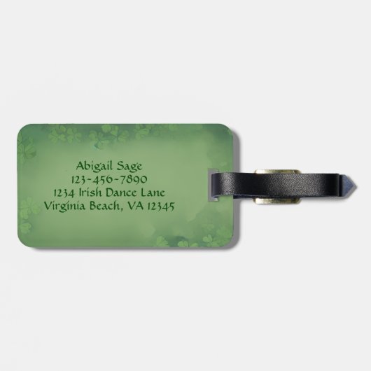 アイリッシュダンパーソナライズされたサーとブラウンヘアダンス ラゲッジタグ (裏面横)