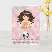 アイリッシュダンパーソナライズされたスブルネットガール誕生日 カード (黄色い花)