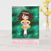 アイリッシュダンパーソナライズされたスブルネットガール誕生日 カード (黄色い花)