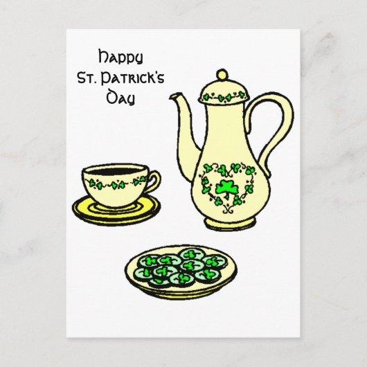 アイリッシュティーセットHappy St. Patrick's Dayはがき ポストカード (正面)
