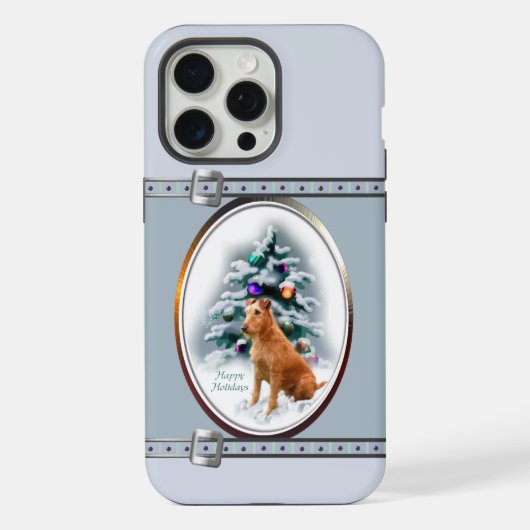 アイリッシュテリアかわいいブルークリスマス iPhoneケース (裏面)