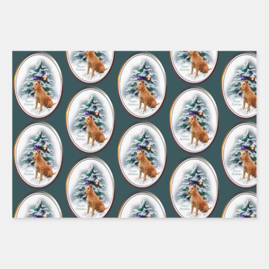 アイリッシュテリアのクリスマスプレゼント ラッピングペーパーシート (正面3)