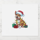 アイリッシュテリアクリスマスライツサンタアイリッシュテリアードッグ スパークリングワインラベル (シングルラベル)