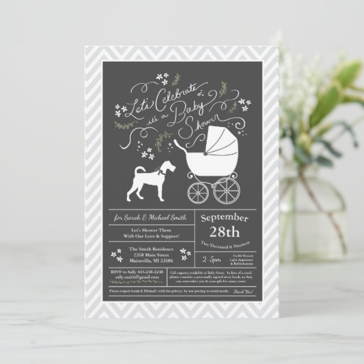 アイリッシュテリアベビーシャワー男女兼用 招待状 (スタンド正面)