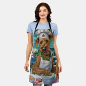 アイリッシュテリアホリデーベーキング:フェスティバルクリスマス エプロン (着用した状態)