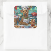 アイリッシュテリアホリデーベーキング:フェスティバルクリスマス スクエアシール (バッグ)