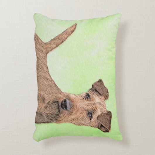 アイリッシュテリア絵画ズ – かわいいオリジナルドッグアート アクセントクッション (正面(垂直))