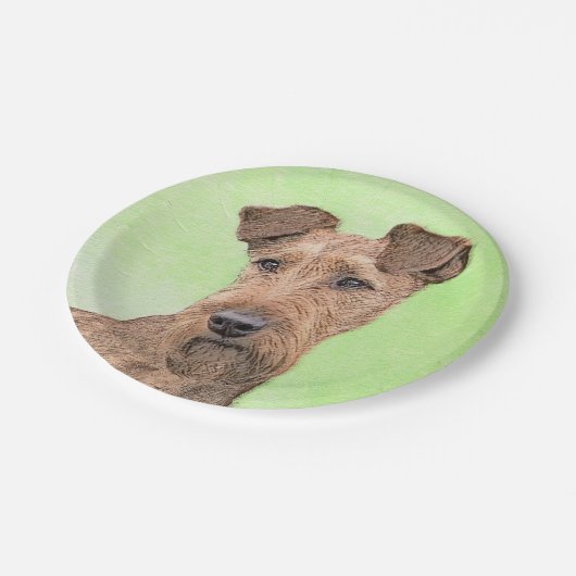 アイリッシュテリア絵画ズ – かわいいオリジナルドッグアート ペーパープレート (アングル)