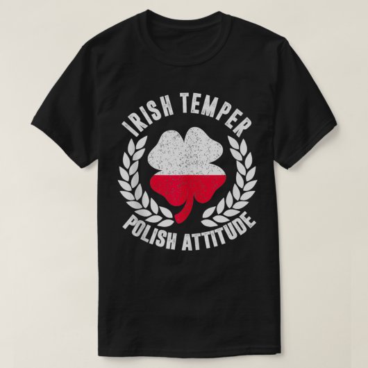 アイリッシュテンパポーランド姿勢旗St patricks Tシャツ (デザイン正面)