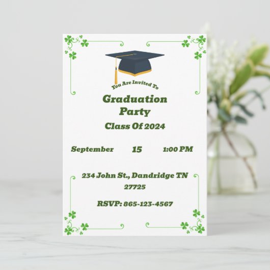 アイリッシュテーマの卒業パーティー招待状 招待状 (スタンド正面)